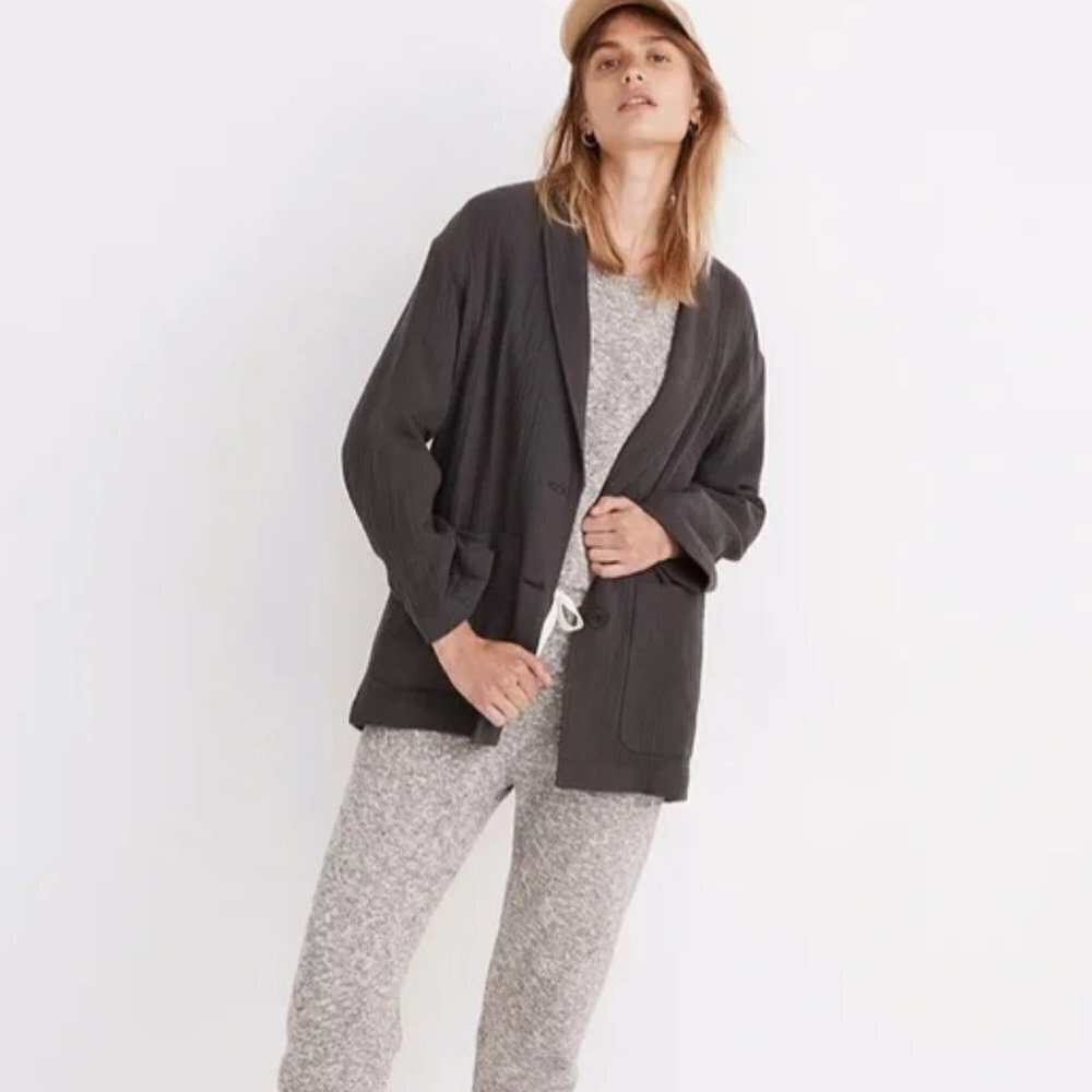 Madewell Grey Lightspun Dorset Single Breasted Slouchy Minimalist Blazer Size S - Picture 12 of 13
